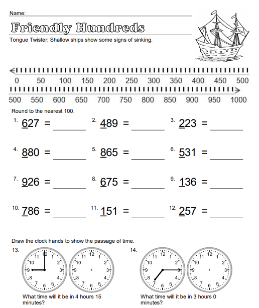 Rounding to the Nearest 10 and 100 Review Worksheets