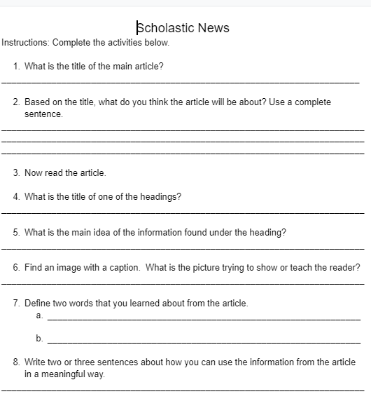 Scholastic News Grade 2 Online Resources 