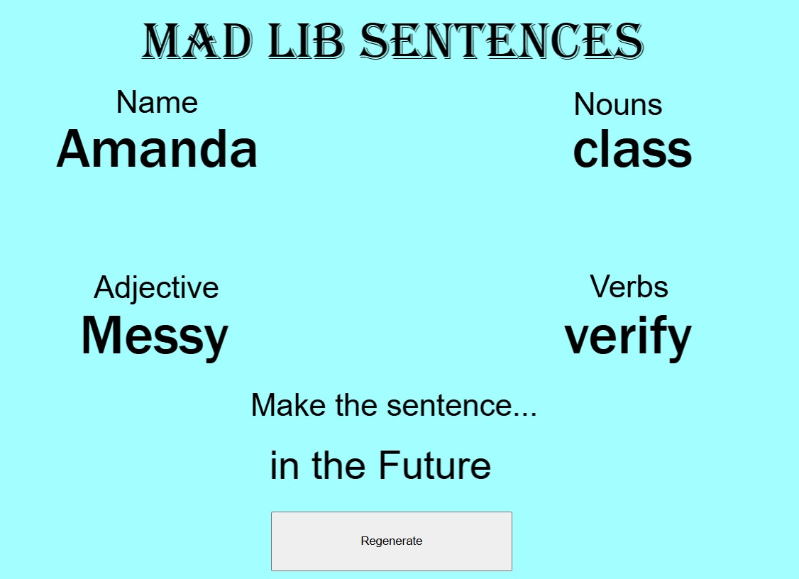 Mad Lib Sentence Generator