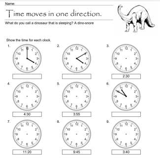 Time moves in one direction. (Clock Worksheet)