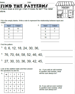 Find the Patterns Worksheet