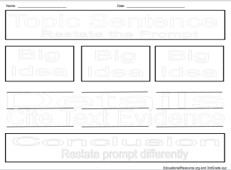5 Paragraph Expository Text Brainstorming Sheet Worksheet