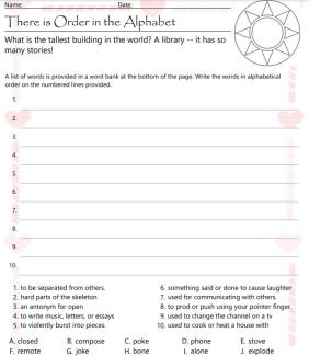 alphabetize practice worksheet