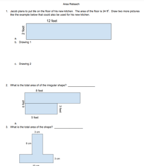 Area Reteach Worksheet