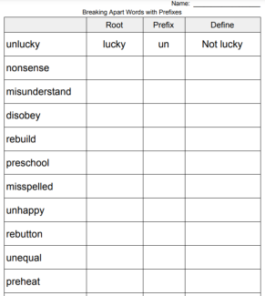 Prefix and Root Word Worksheet Free