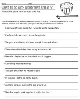 Words ending in 'y' misspelled 