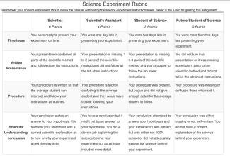 Science Experiment Rubric Image