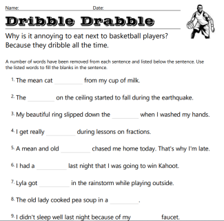 'dr' Blend Phonics Cloze Reading Worksheet