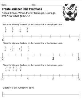 Place Fractions on Number Lines worksheet image