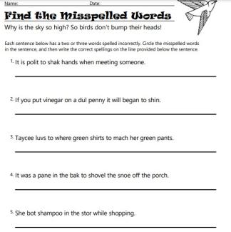 Find the Misspelled Words
