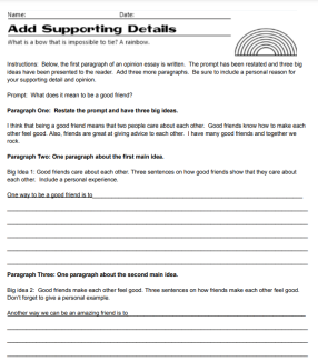 A practice in adding supporting details for Essay Writing worksheet image