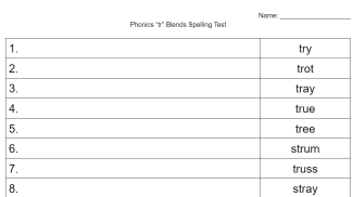 Phonics 'tr' Blend Spelling Test