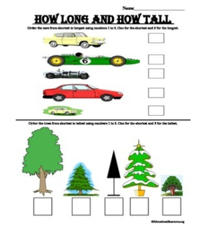 Compare length and height worksheet