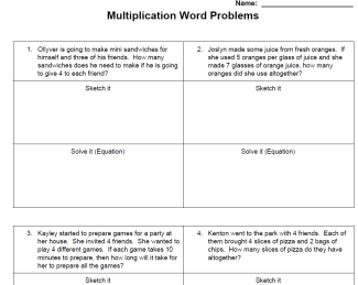 Multiplication Word Problems for 3rd Grade