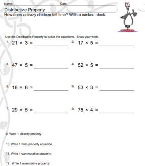 Distributive Property Worksheet for Elementary Students