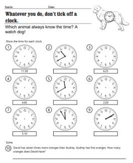Don't Tick Off a Clock Telling Time Worksheet