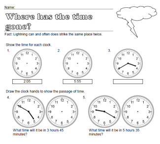 Where has the Time Gone? (Elapsed Time Worksheet)