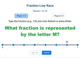 fraction on number line race