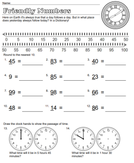 Friendly Tens--3rd Grade Rounding Worksheet