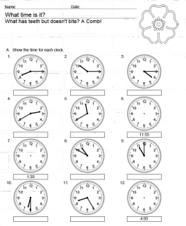 What time is it? A practice with clocks.