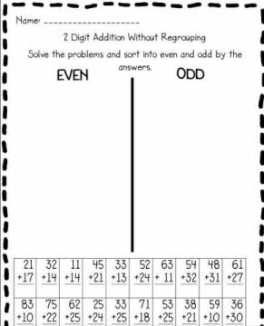 Odd or Even Addition worksheet image