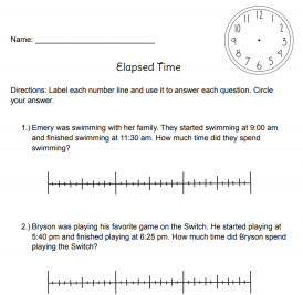 elapsed time worksheet