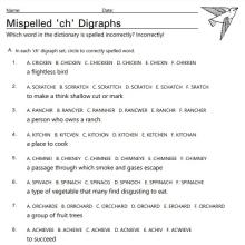 find the misspelled 'ch' digraph words