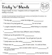 Tricky tr blends cloze reading worksheet image