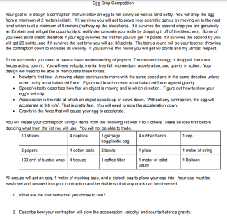 Egg Drop Competition Instructions