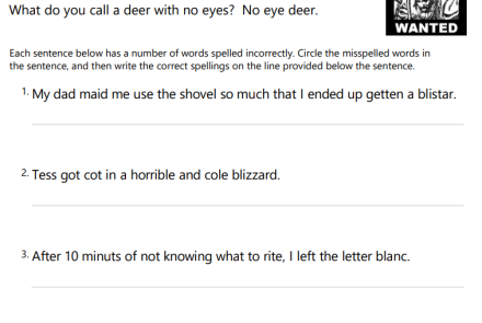 'bl'  Blends Hunt for Spelling Errors.