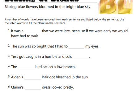'bl' blends phonic free worksheet