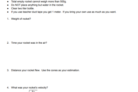 Water Rocket Lab Instructions and Questions