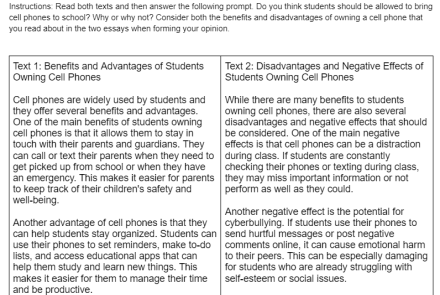 Two Text Opinion Essay Writing Passages