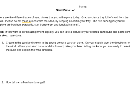 Understanding Sand Dunes Experiment Exploration Lab Image