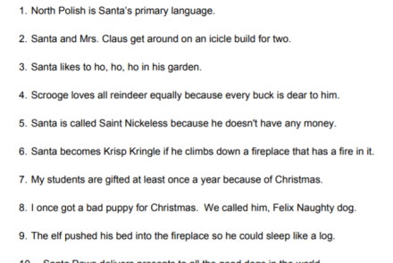 Grammar Christmas Review Worksheet