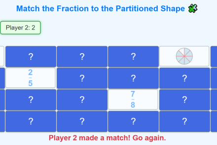 Match the Fraction to the Partitioned Shape Game