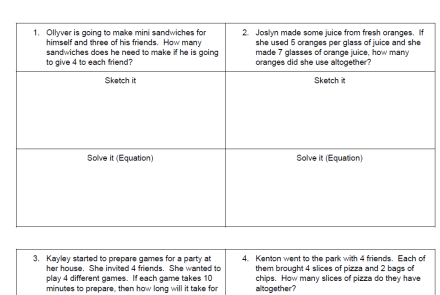 Multiplication Word Problems for 3rd Grade