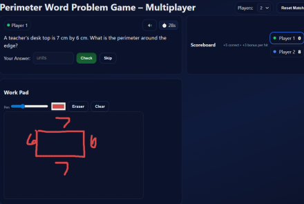 Perimeter Word Problem Game