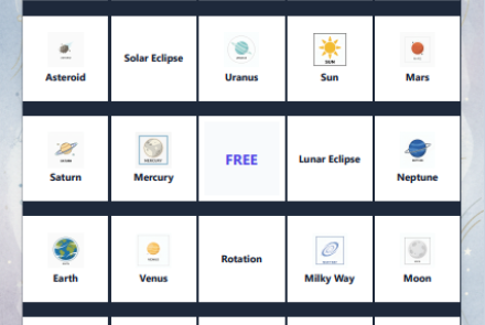 Solar System Bingo Cards