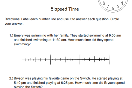 Elapsed Time Practice Sheet