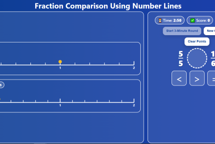 Fraction Comparison on Number Lines Speed Game