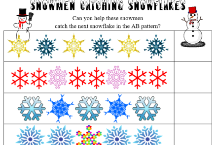 Snowmen Catching Snowflake AB Patterns 1st Grade