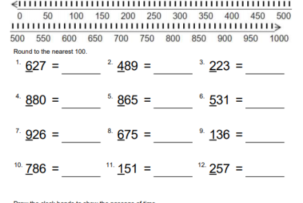 Friendly Hundreds--3rd Grade Rounding Worksheet