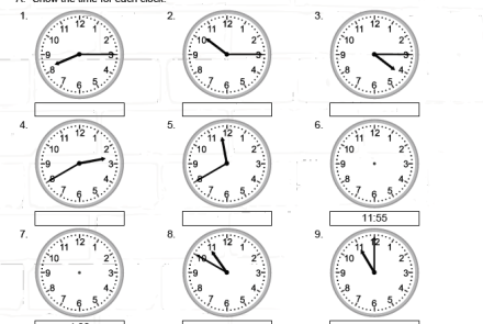 What time is it? A practice with clocks.