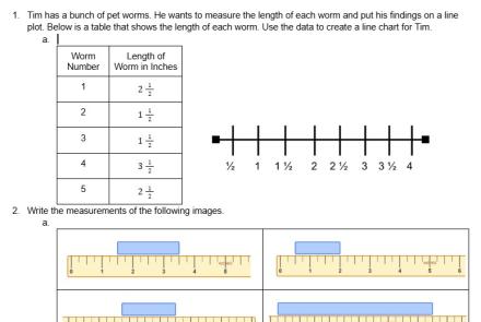 line plot and quarter inch measurement reteach worksheet