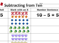 Subtracting from 10 Animal Style Worksheet