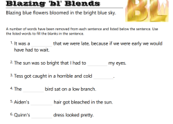 'bl' blends phonic free worksheet