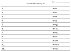 Phonics Blends "bl" Spelling Test