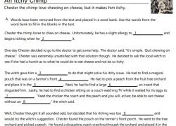 ch digraph cloze reading worksheet