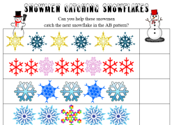 Snowmen Catching Snowflake AB Patterns 1st Grade
